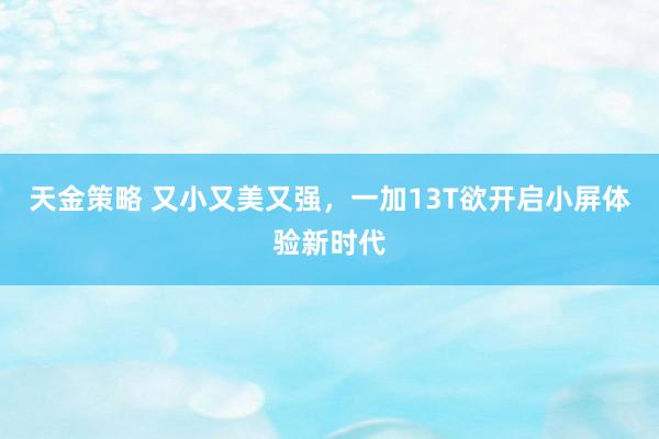 天金策略 又小又美又强，一加13T欲开启小屏体验新时代